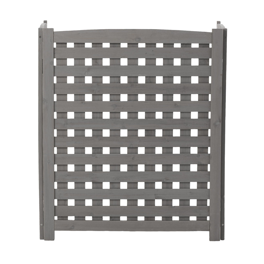 3 Panel Outdoor Air Conditioner Fence Screen with Solid Wood - Light Brown or Dark Gray