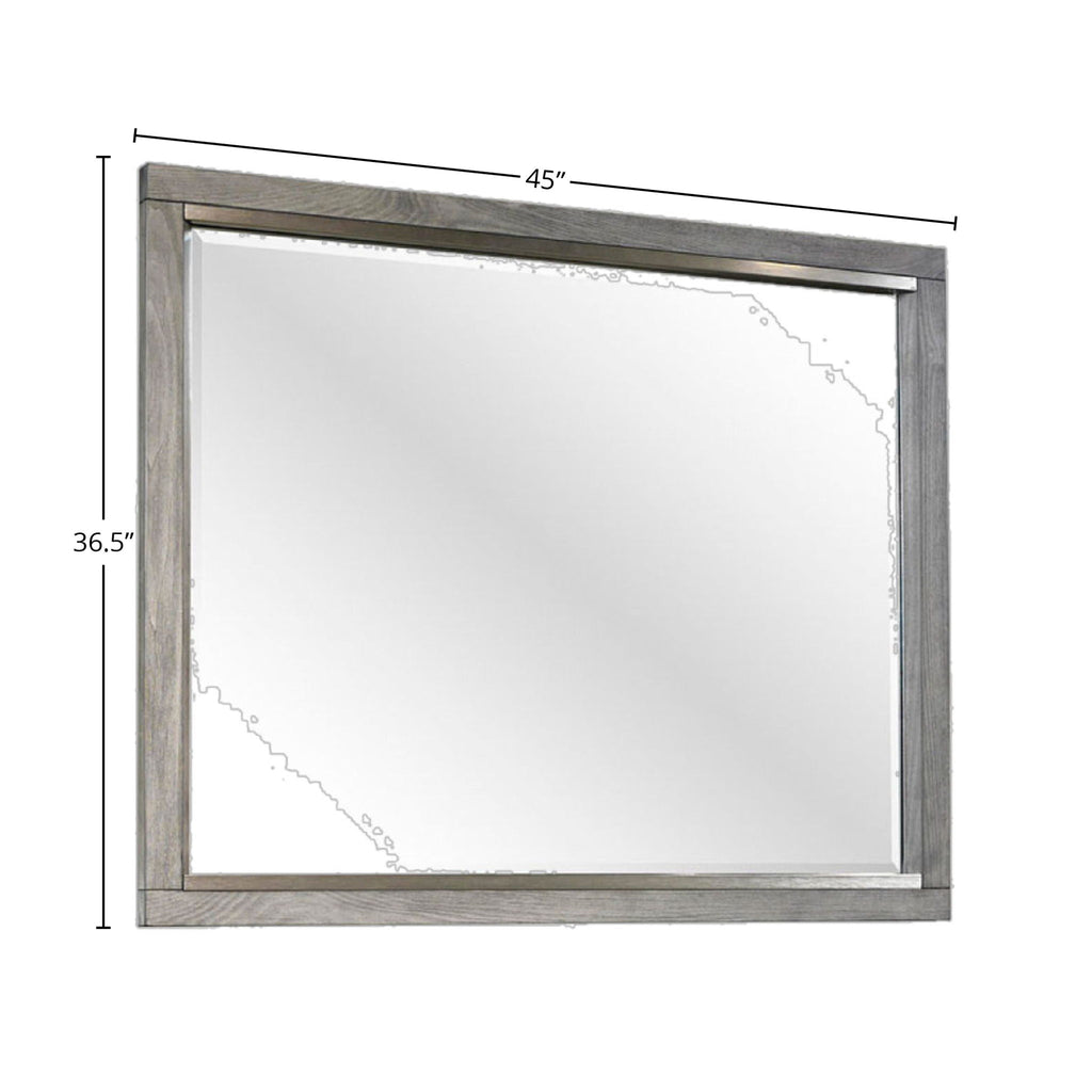 Gray Landscape Mirror with Beveled Glass - Solid Wood Frame