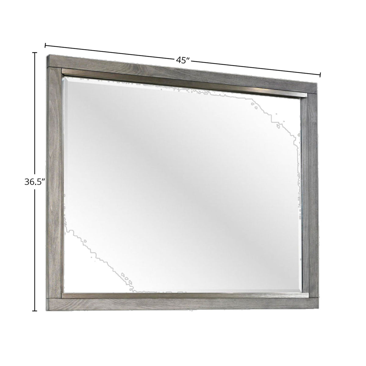 Gray Landscape Mirror with Beveled Glass - Solid Wood Frame