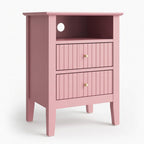 Fluted Nightstand with 2 Drawers and Soft-Close Slides - Multiple Colors