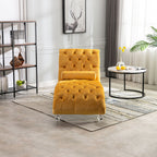 Velvet Button Tufted Chaise Lounge with Pillow - Multiple Colors