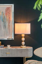 Marble Base Table Lamp with White Fabric Shade - 26.5"