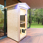 Single Person Spruce Infrared Sauna with Bluetooth Audio - Natural