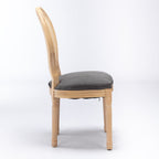 French Style Solid Wood Dining Chair Set with Rattan Back - Beige or Dark Gray