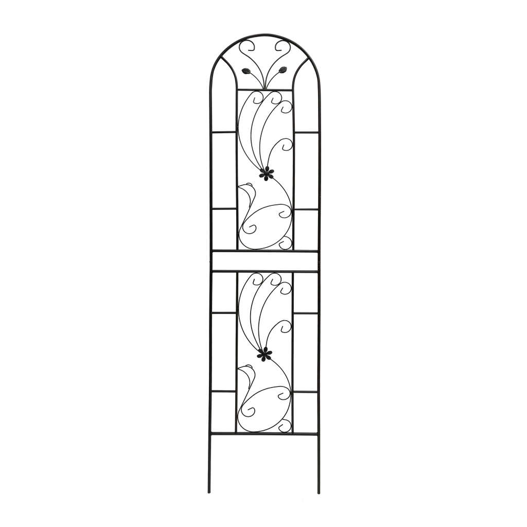 4 Pack Metal Garden Trellis with Decorative Peacock Design - Rustproof Iron