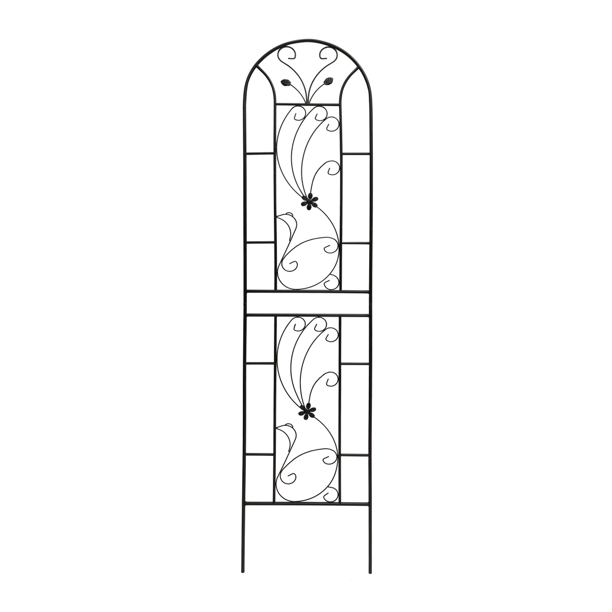 4 Pack Metal Garden Trellis with Decorative Peacock Design - Rustproof Iron