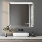 LED Bathroom Mirror with Anti-Fog and Tri-Color Lighting - Pearl Silver