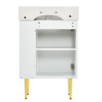Bathroom Vanity with Single Ceramic Sink and Side Storage - Multiple Colors