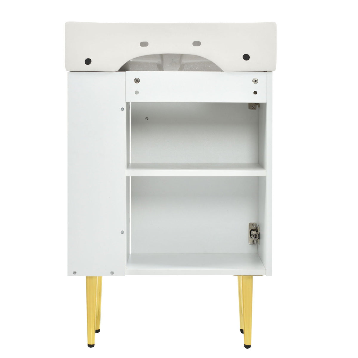 Bathroom Vanity with Single Ceramic Sink and Side Storage - Multiple Colors