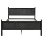 Queen Size Flat Panel Bed with Headboard & Footboard - Wood Finish
