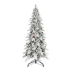 7.5 FT Flocked Christmas Tree with 40 Natural Pine Cones