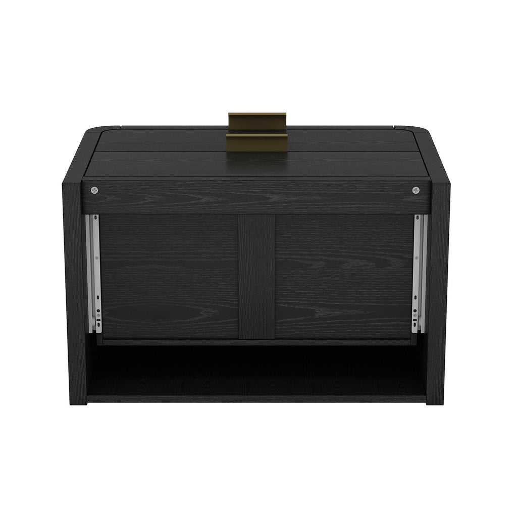 Modern Minimalist Solid Wood Nightstand with Two Drawers - Light Brown or Black