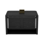 Modern Minimalist Solid Wood Nightstand with Two Drawers - Light Brown or Black