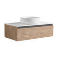 36'' Wall Mounted Bathroom Vanity with Resin Sink - Light Coffee