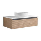 36'' Wall Mounted Bathroom Vanity with Resin Sink - Light Coffee
