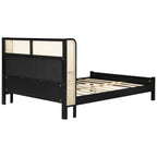Queen Size Bed Frame with Plush Green Upholstered Headboard - Green