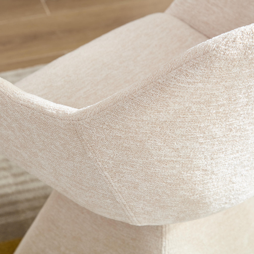 180° Rotating Accent Chair with Swivel and Barrel Back - Beige
