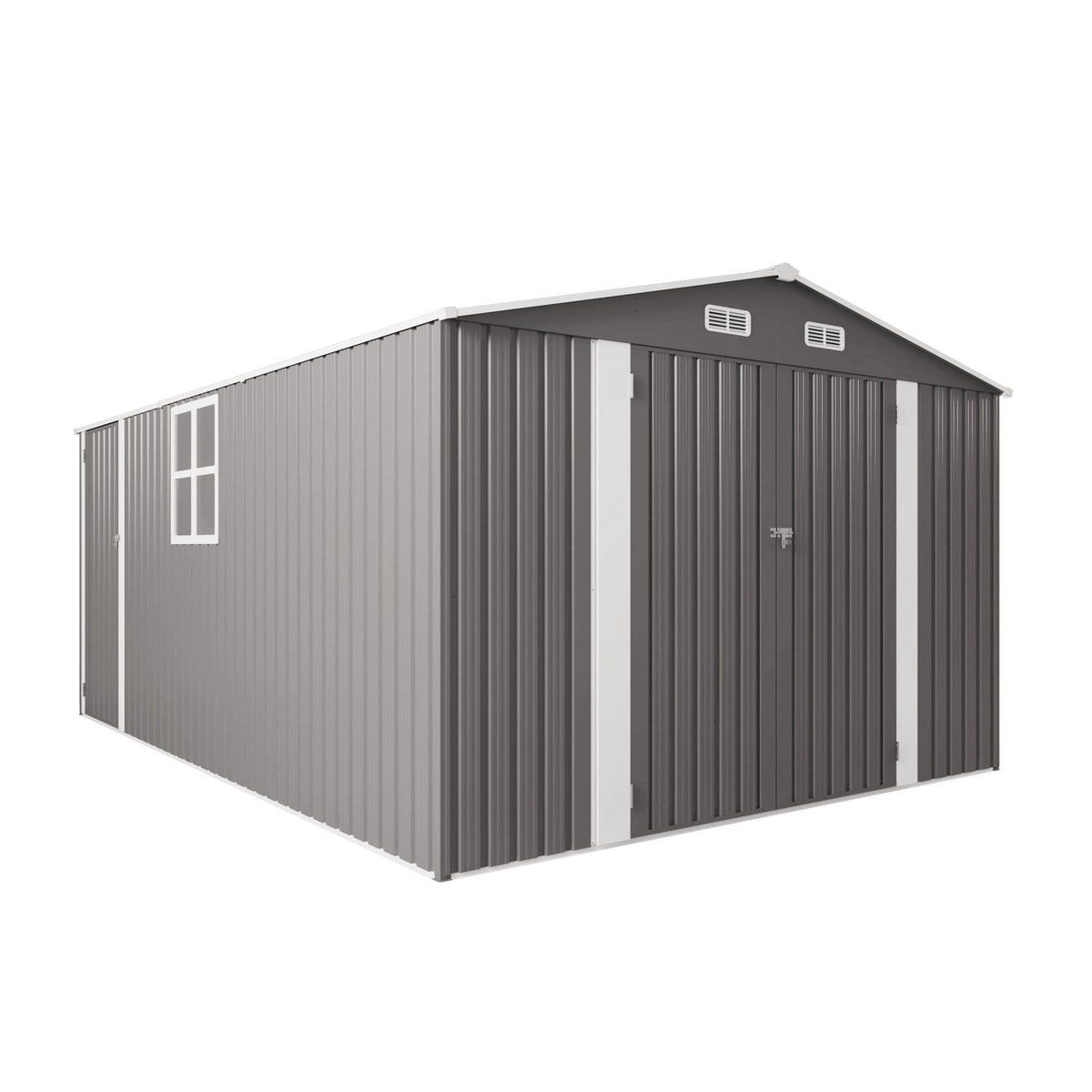 Outdoor Storage Shed with Lockable Doors - Dark Gray