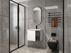 24" Wall-Mounted Bathroom Vanity with Ceramic Sink - Glossy White