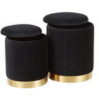 Contemporary Nesting Pleated Ottoman Set with Pleated Upholstery - Multiple Colors