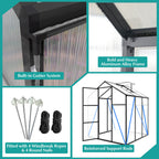 Windproof Greenhouse with Raised Base - Polycarbonate Panels - Black