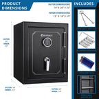 Fireproof Protection Safe Vault with Advanced Locking Mechanism - Black