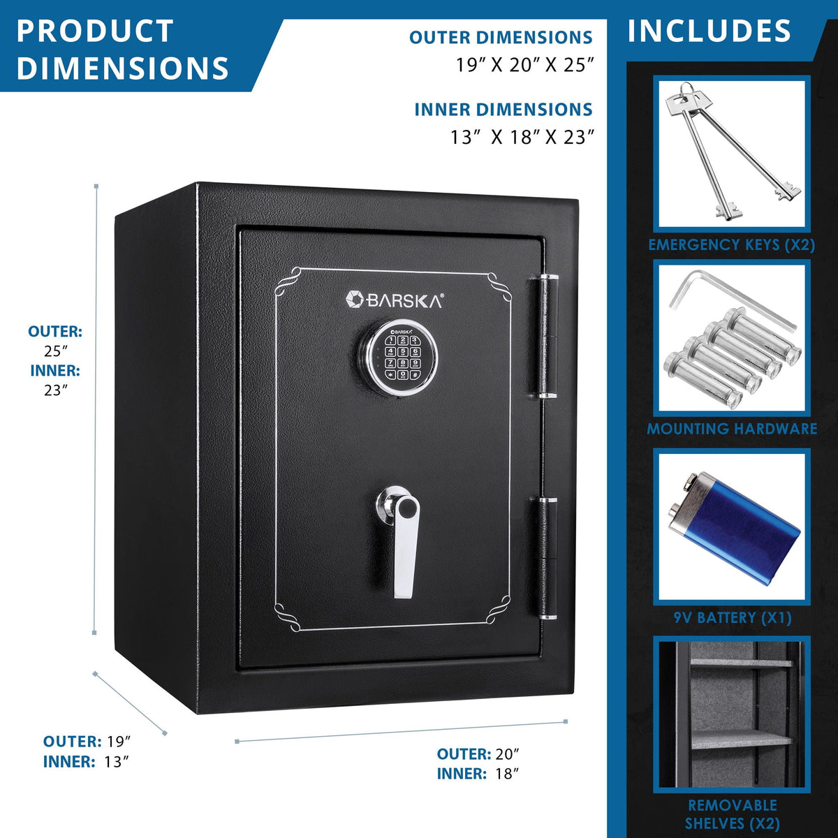 Fireproof Protection Safe Vault with Advanced Locking Mechanism - Black