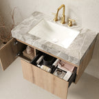 36" Floating Bathroom Vanity with Sintered Stone Countertop - Light Gray