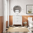Fully Assembled 36'' Bathroom Vanity with Carrara Stone Top - White