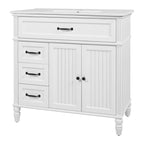 Bathroom Vanity With Sink and Drawers - Freestanding Solid Wood Cabinet