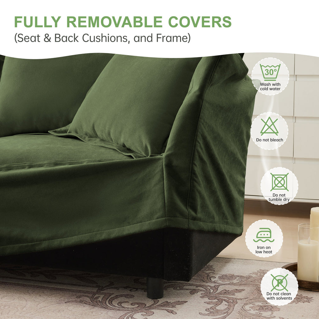 Modern Slipcovered 2-Seat Sofa