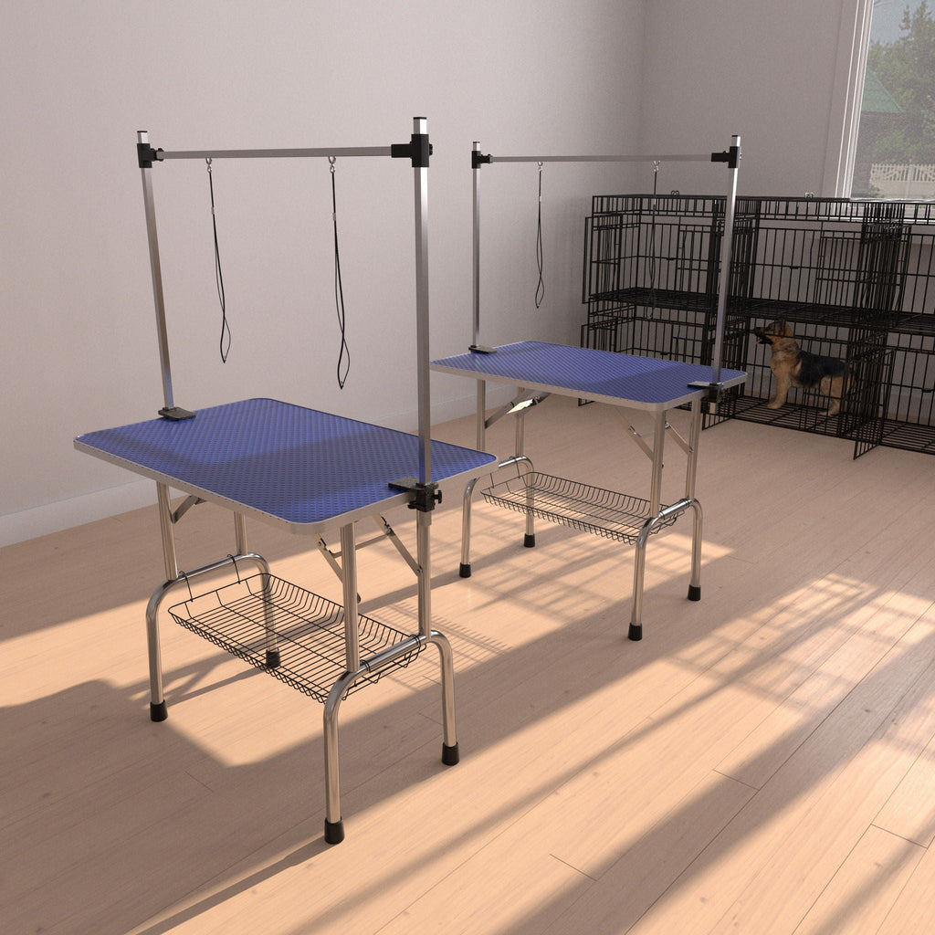 Large Heavy Duty Grooming Table for Pets with Adjustable Arm - Blue