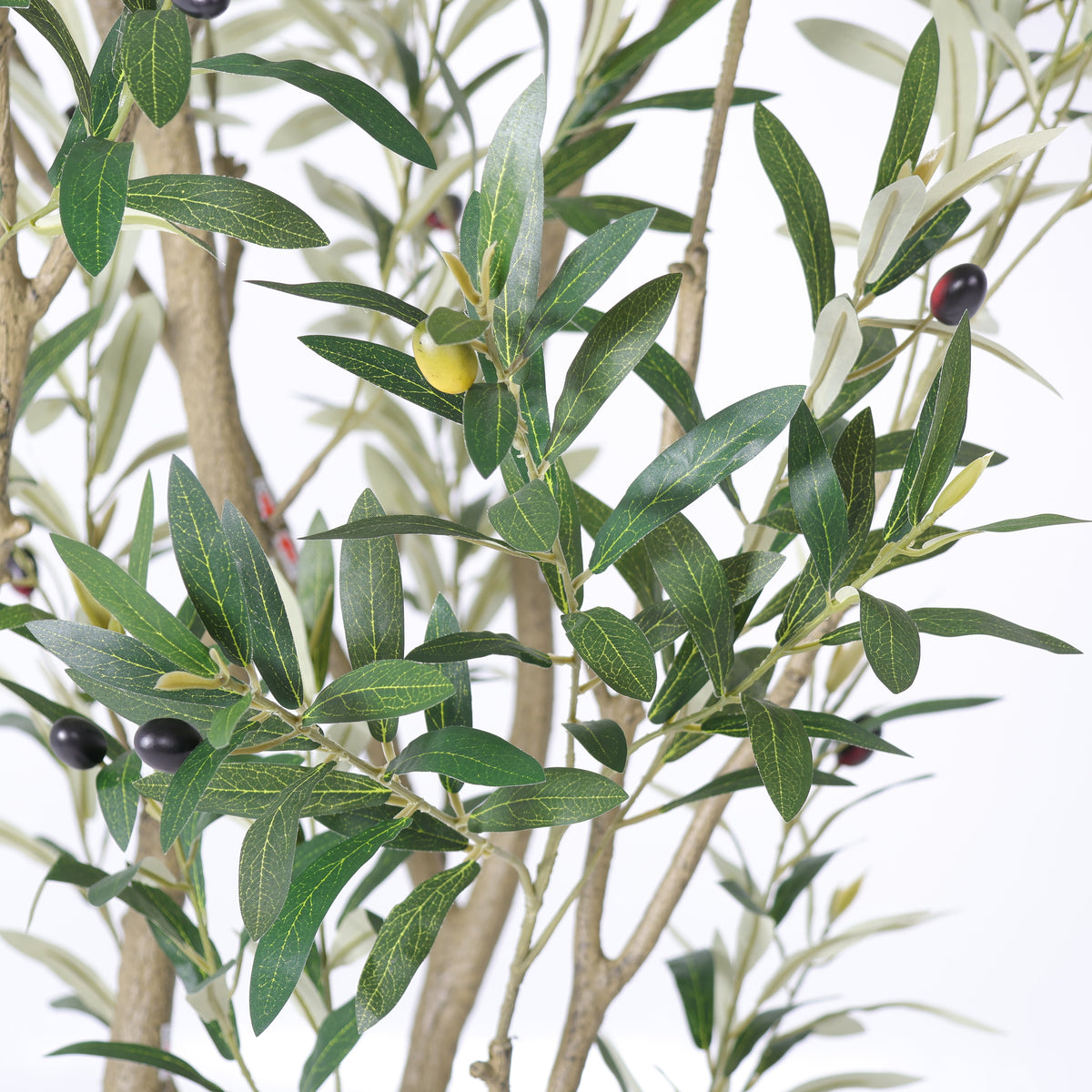 8FT Artificial Olive Tree with Decorative White Planter - Green Leaves