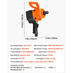 1 Inch Air Impact Wrench with Ergonomic Dual Handles - Black+Orange