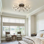 15-Light Chandelier with Crystal Accents - Matte Black