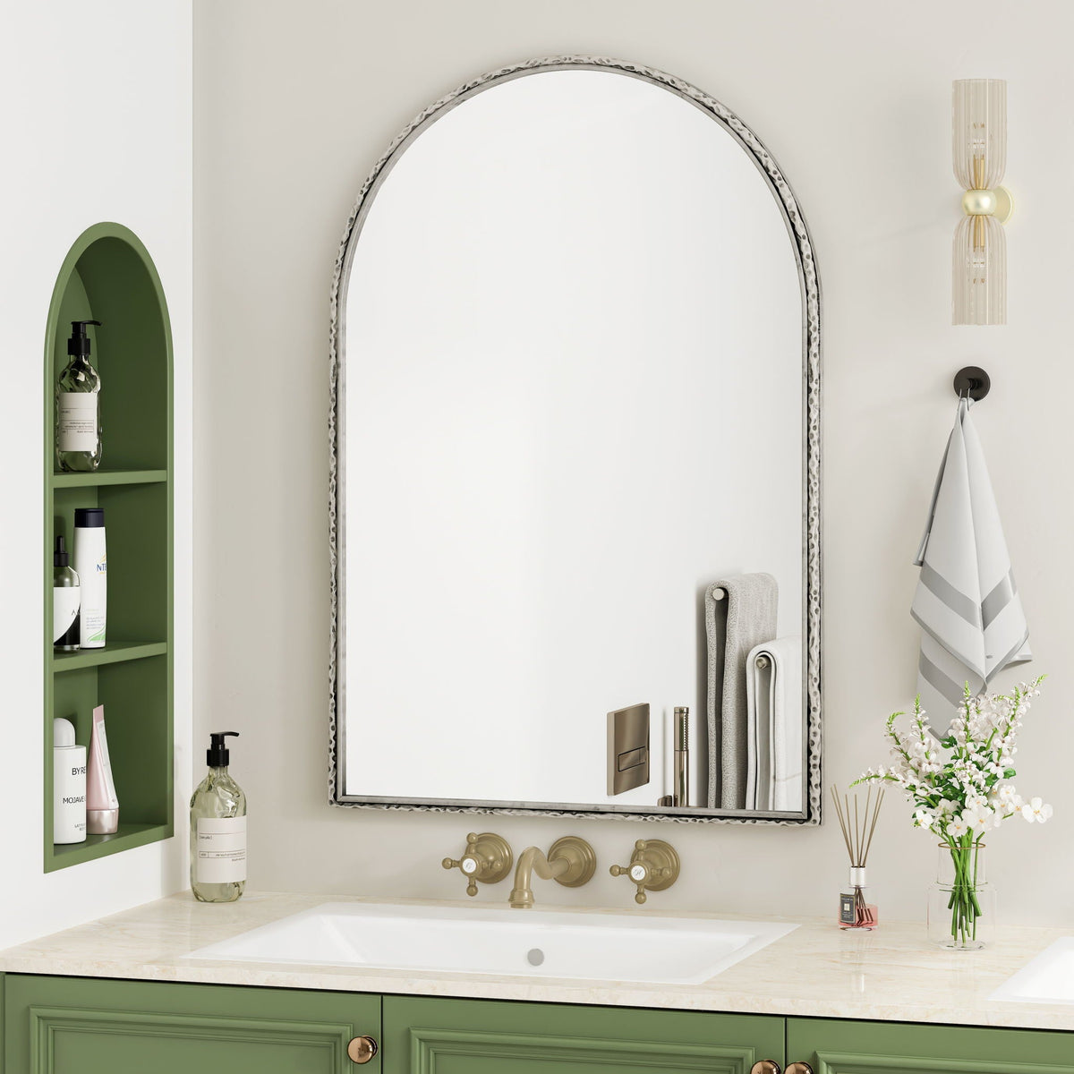 Arched Mirror with Shatterproof Glass - Silver or Gold