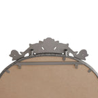 Vintage Arched Full Body Mirror with Carved Applique - Bronze or Pearl Silver