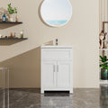 White Sink Bathroom Vanity Laundry Cabinet Combo with Ceramic Sink
