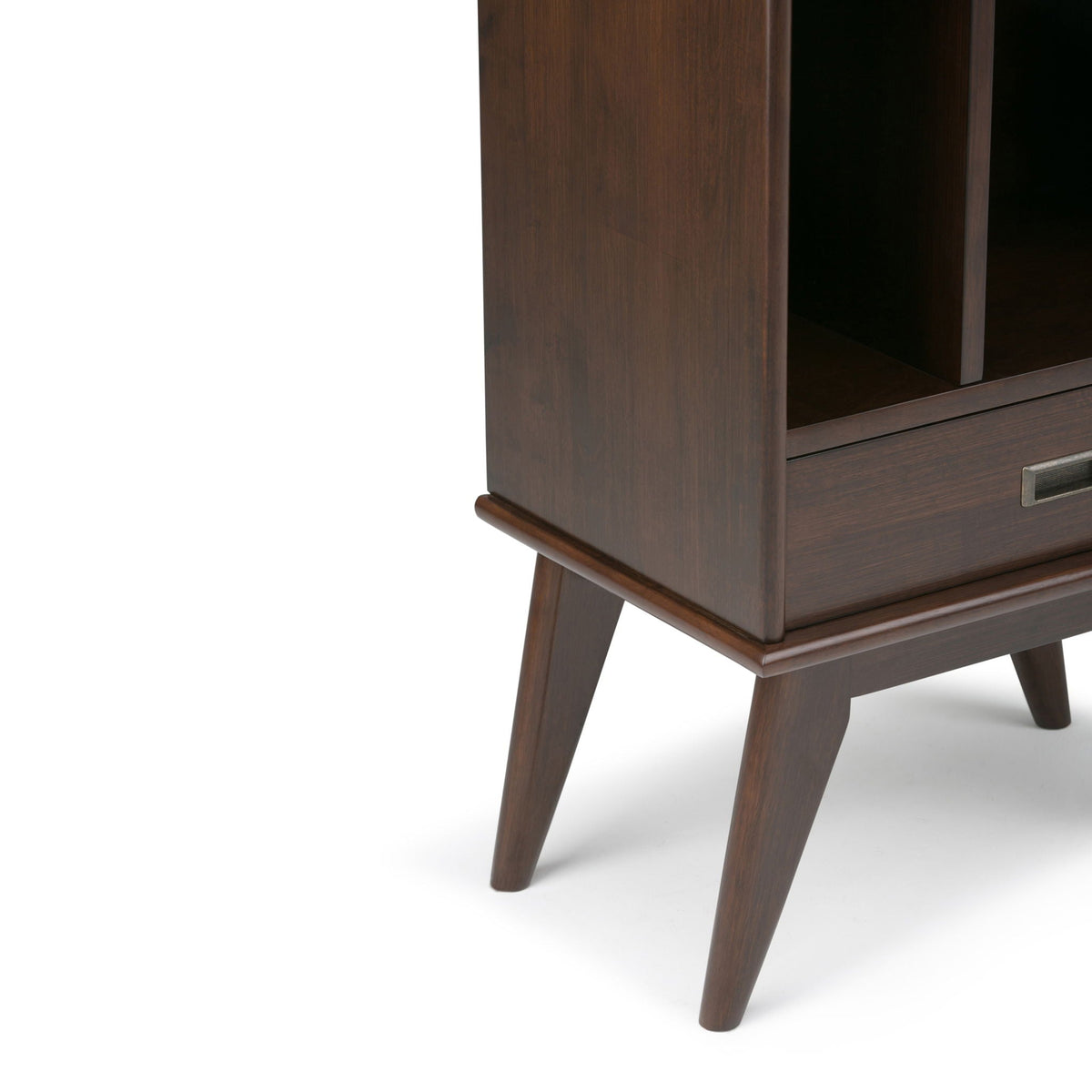 Mid Century Wide Bookcase with Storage Drawers - Multiple Colors