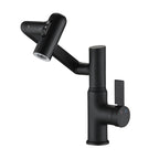 Bathroom Sink Faucet with Spray Function and Temperature Display - Black or Pearl Silver