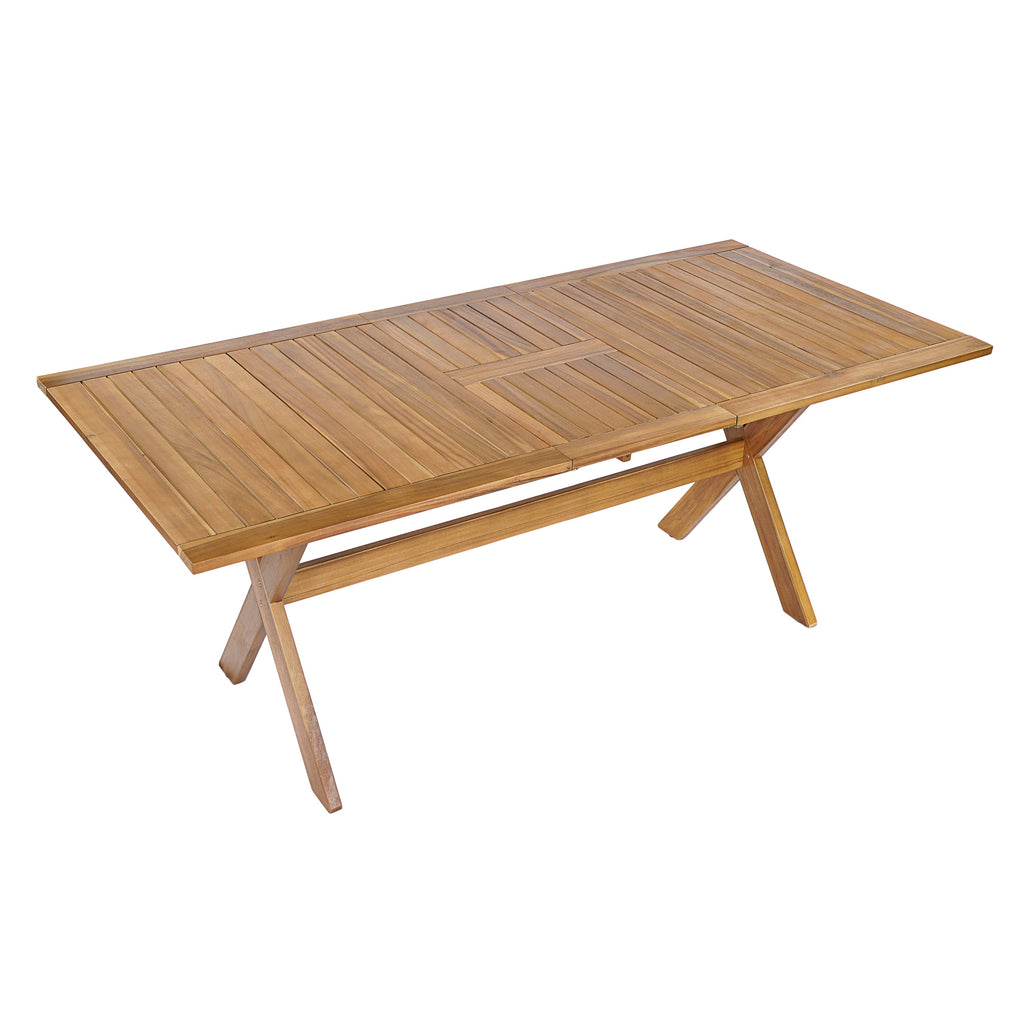 Acacia Wood Outdoor Dining Set 7-Piece with Large Table and 6 Chairs - Teak or Beige