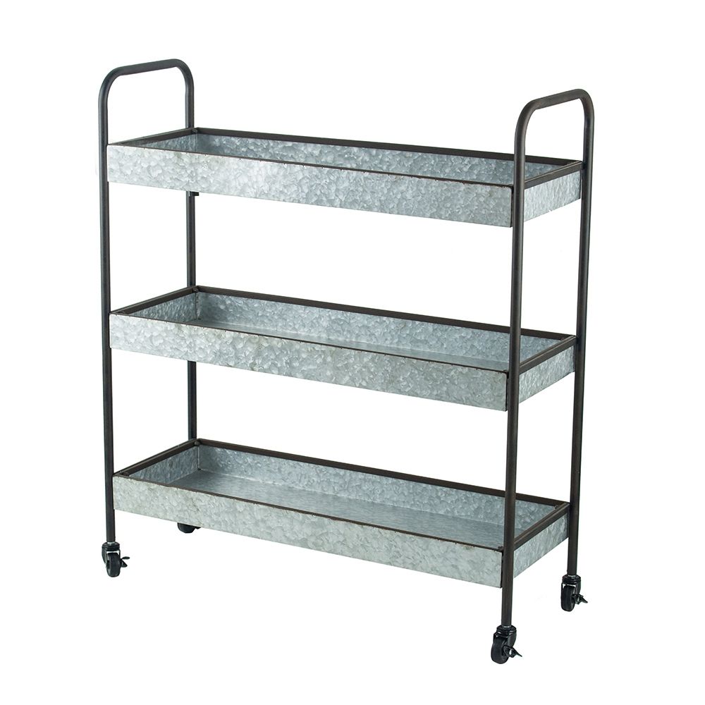 Homestead Galvanized 3-Tier Etageres Shelf Display with Metal Construction - Metallic Gray
