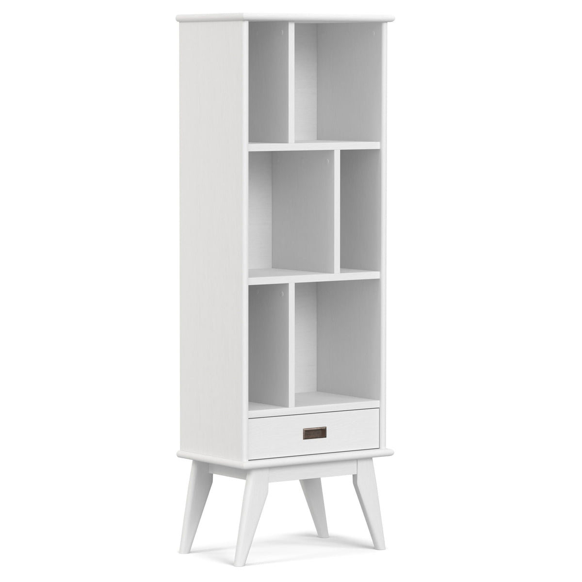 Mid Century Wide Bookcase with Storage Drawers - Multiple Colors