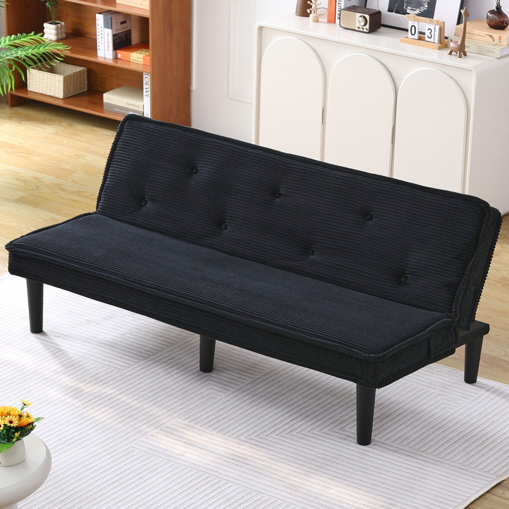 Versatile Sofa Bed with Solid Wood Frame - Pink, Beige, or Black