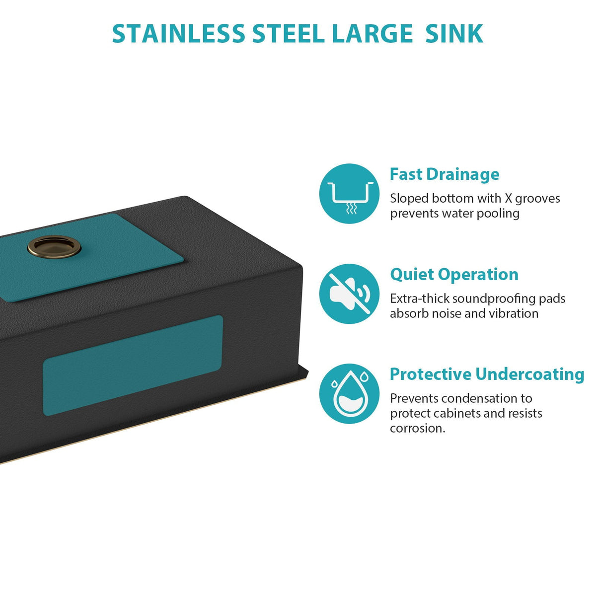Undermount Stainless Steel Kitchen Sink with Deep Single Bowl - Gold