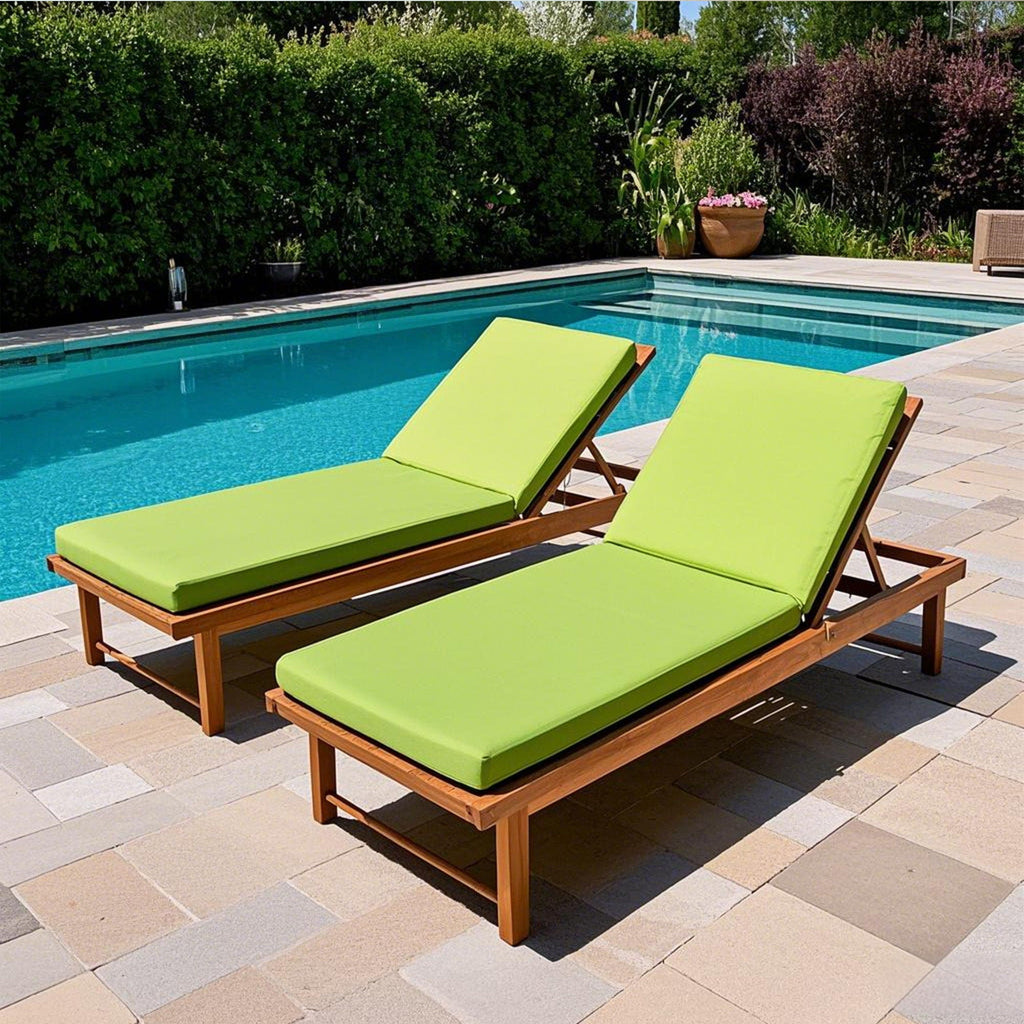2 Piece Outdoor Chaise Lounge Chair Cushion Set With Pillow