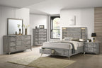 Gray 2 Drawer Nightstand with Bookmatched Veneers and USB Port