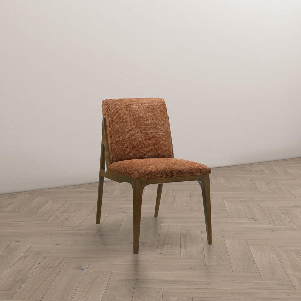 Elegant Dining Chair Set with Upholstered Fabric - Light Brown or Beige