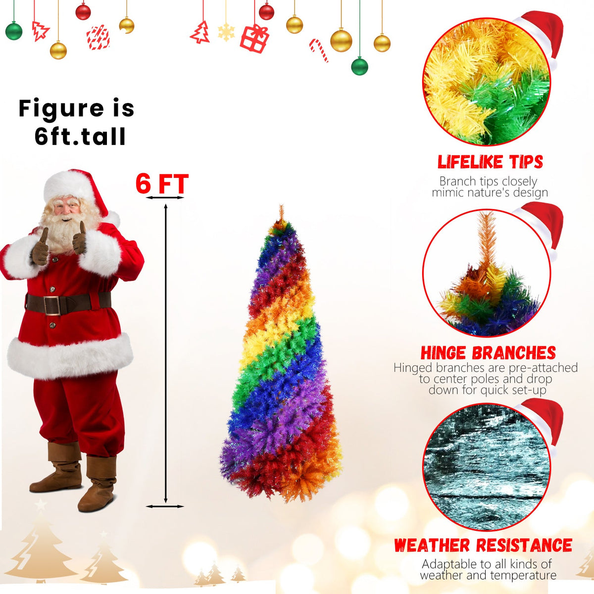 9ft Rainbow Spiral Christmas Tree