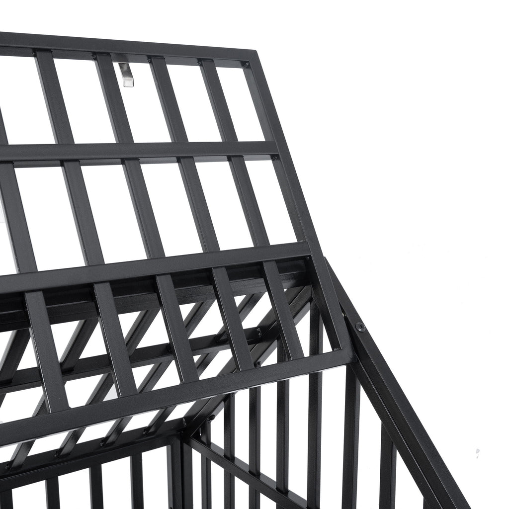 Heavy Duty Dog Crate with Lockable Wheels - Black